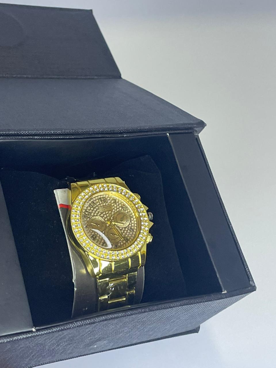 Royal Gold Diamond Luxury Watch ✨ Premium Golden Chain Wrist Watch For Men