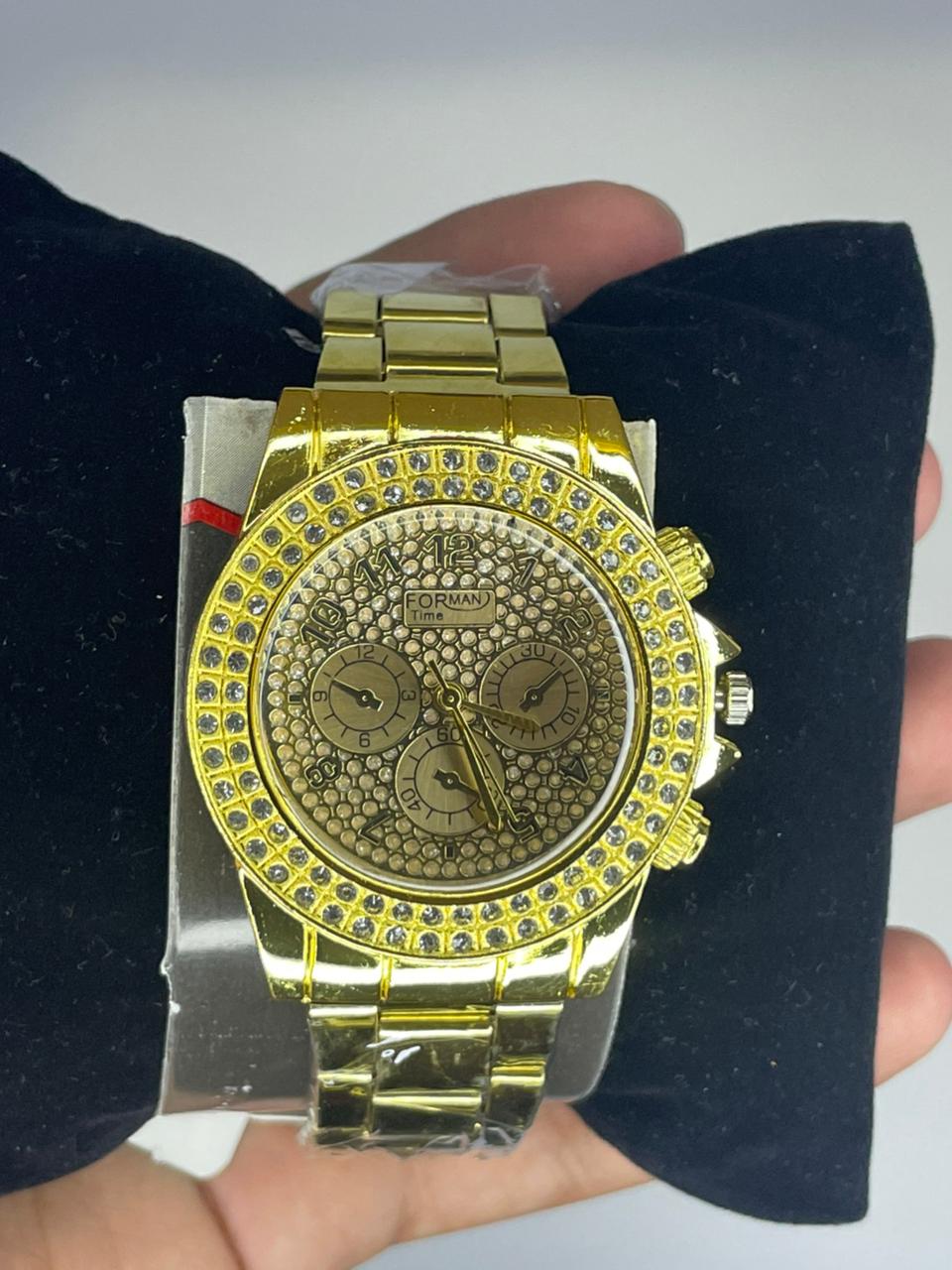 Royal Gold Diamond Luxury Watch ✨ Premium Golden Chain Wrist Watch For Men