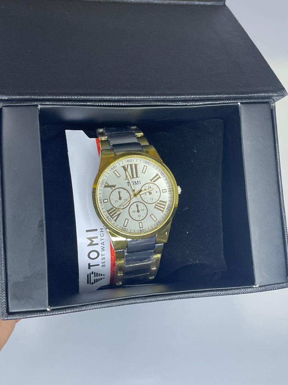 TOMI Royal Gold Classic Watch ✨ Luxury Roman Dial Chain Watch For Men