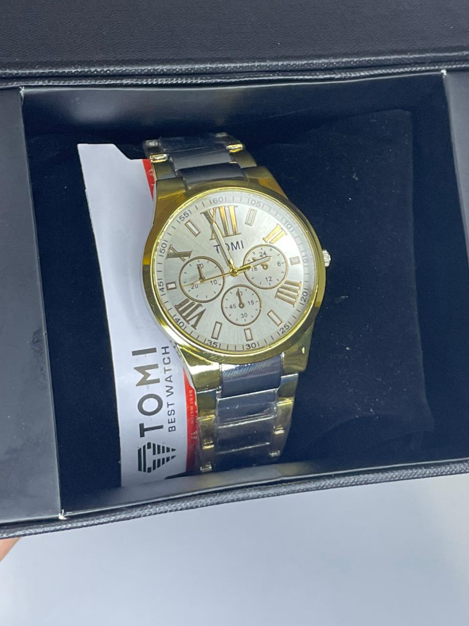 TOMI Royal Gold Classic Watch ✨ Luxury Roman Dial Chain Watch For Men