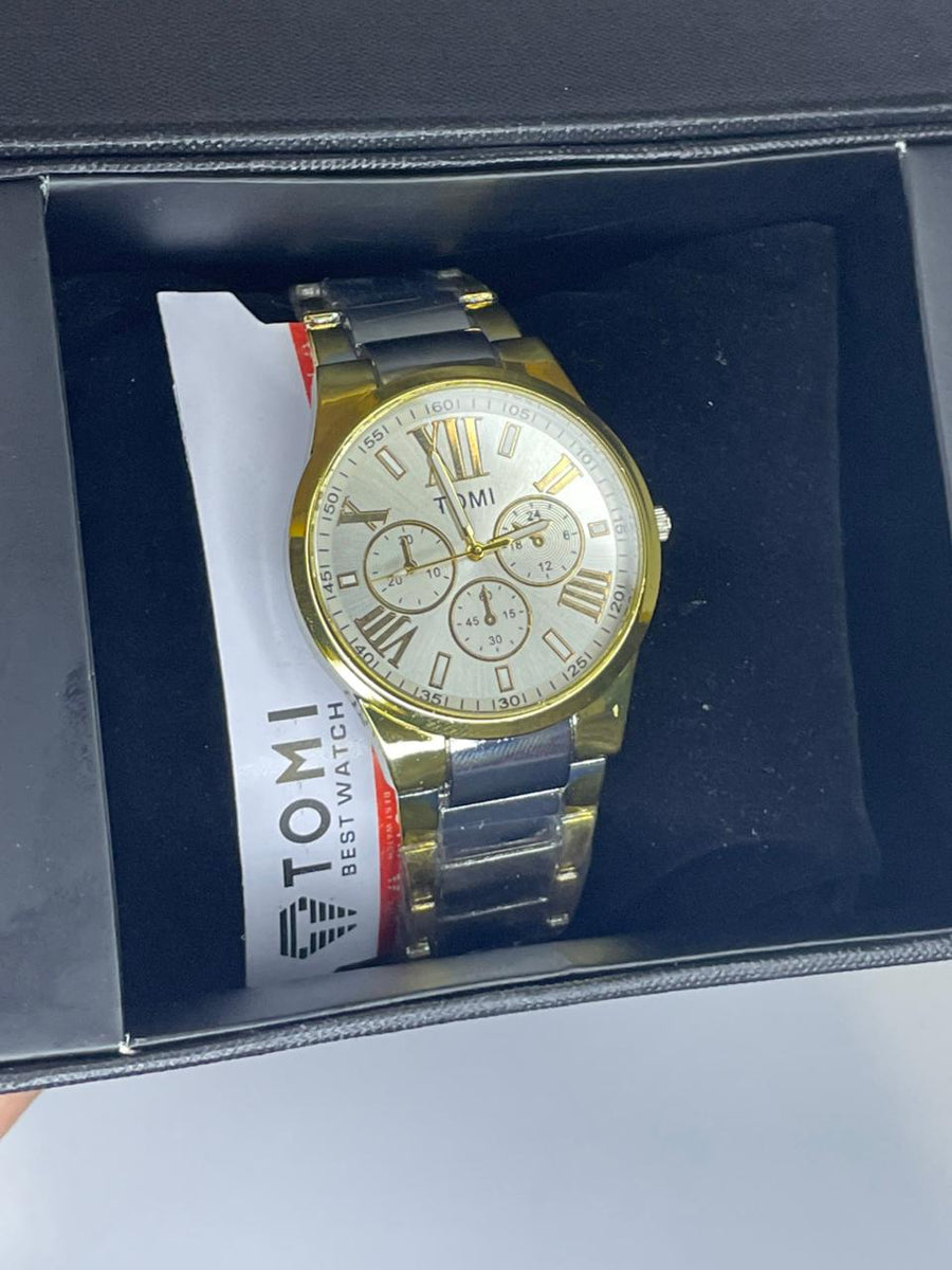 TOMI Royal Gold Classic Watch ✨ Luxury Roman Dial Chain Watch For Men