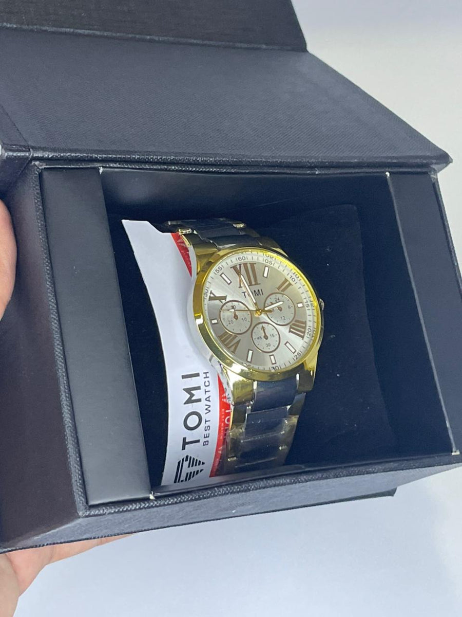 TOMI Royal Gold Classic Watch ✨ Luxury Roman Dial Chain Watch For Men