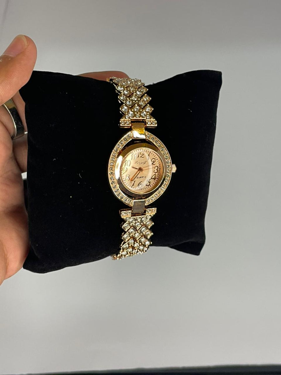 ✨ Luxury Rose Gold Diamond Bracelet Watch For Women