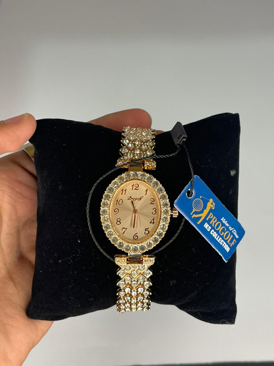 ✨ Project Diamond Luxury Women’s Bracelet Watch – Gold Edition