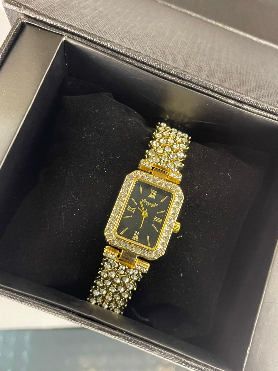 Luxury Black Dial Crystal Women’s Watch