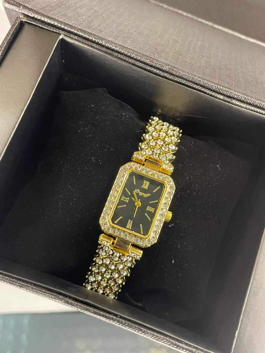 Luxury Black Dial Crystal Women’s Watch