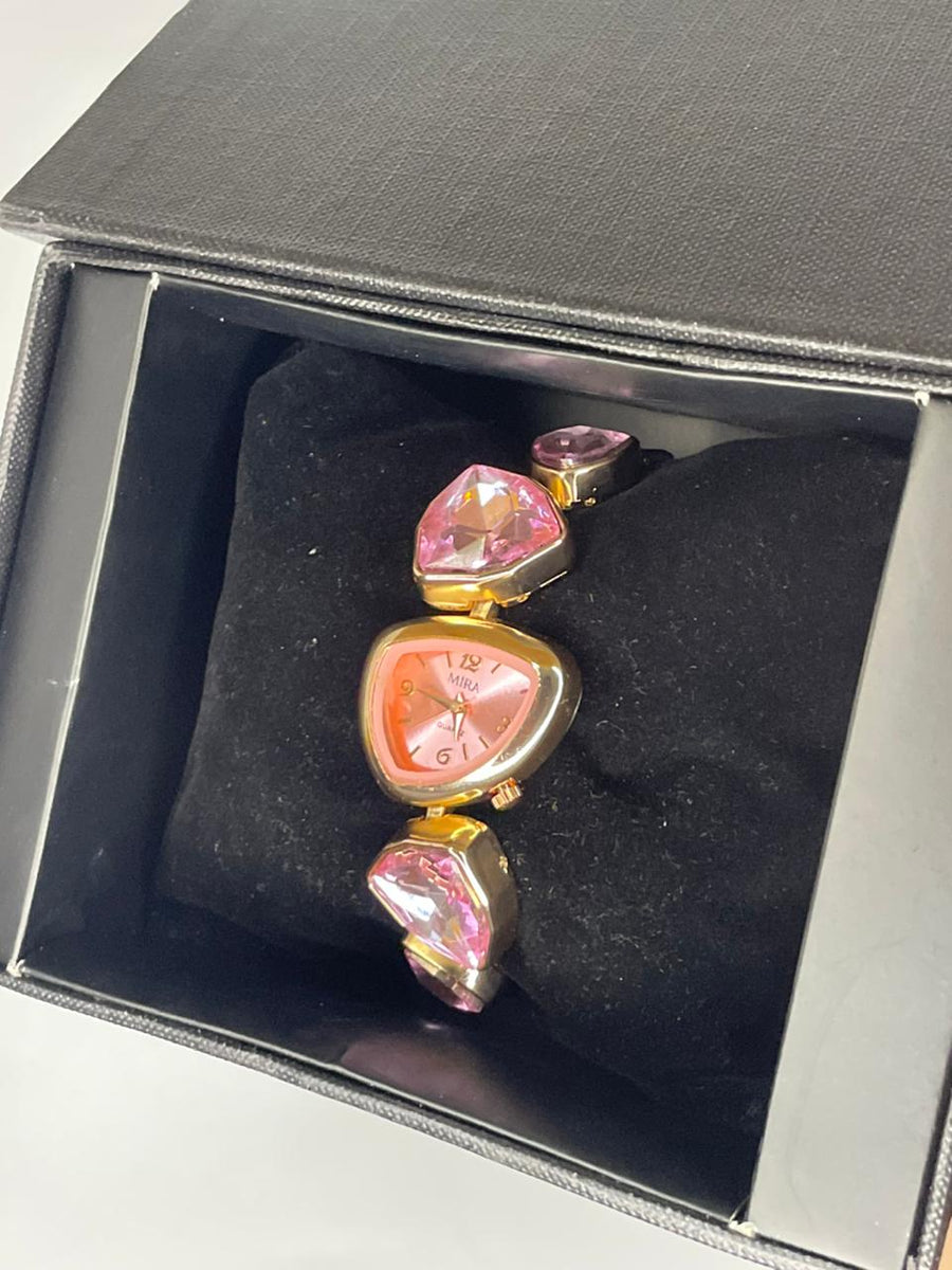 ✨ Pink Crystal Luxury Bracelet Watch For Women